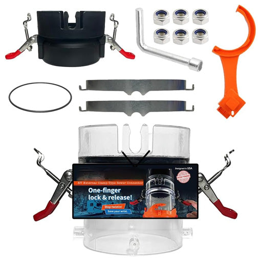 RV Sewer Hose Connector with Clamp-lock System