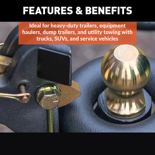 Auto-Locking 2-in Receiver Pintle & Ball Hitch Combo