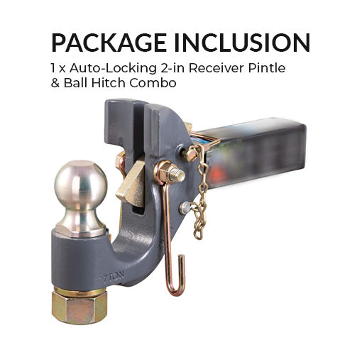 Auto-Locking 2-in Receiver Pintle & Ball Hitch Combo