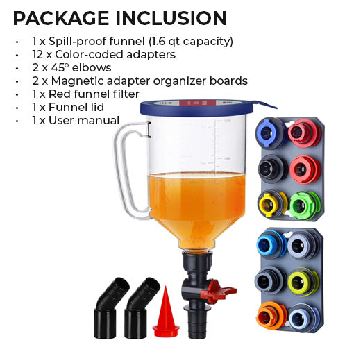 Spill-Proof Engine Oil Funnel Kit