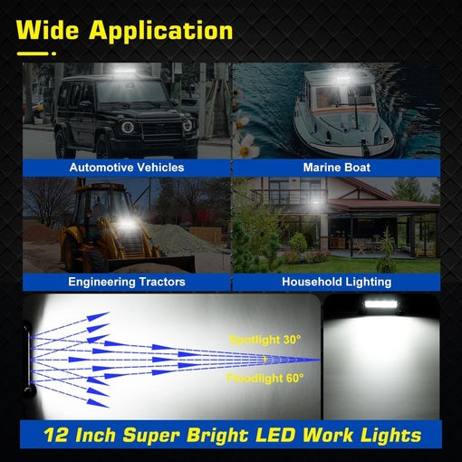 12-inch Tractor Magnetic LED Work Light Bar