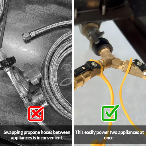 1/4'' RV Propane Quick Connect Y Splitter Adapter
