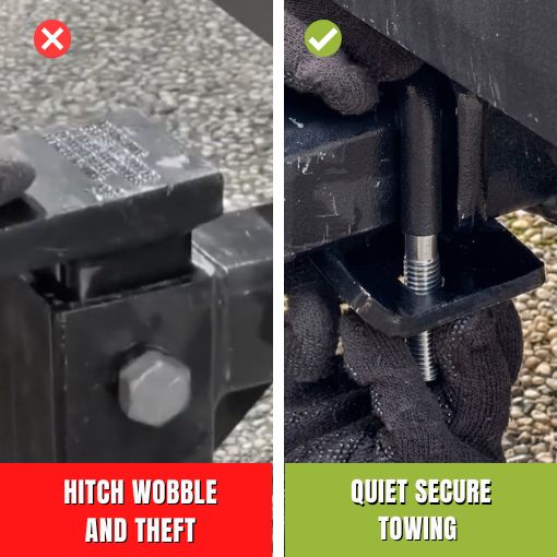 Anti-Rattle Hitch Tightener Clamp and Hitch Pin Lock Set