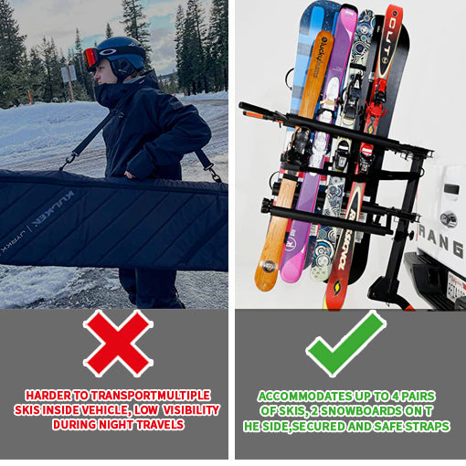 Vertical Hitch-Mounted Ski & Snowboard Rack
