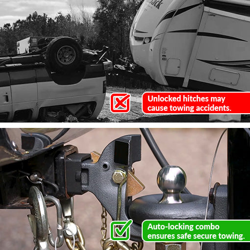Auto-Locking 2-in Receiver Pintle & Ball Hitch Combo