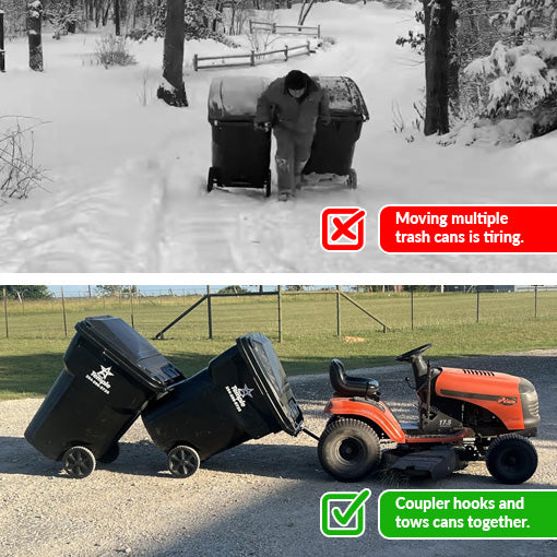 Universal Multiple Wheeled Trash Can Coupler