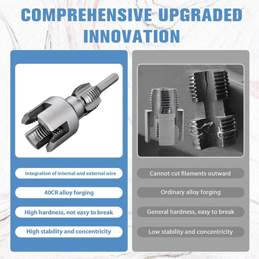 2-in-1 Internal & External Pipe Threading Tool Set