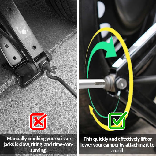 Scissor Jack Slotted Drill Adapter with Long & Short Bits