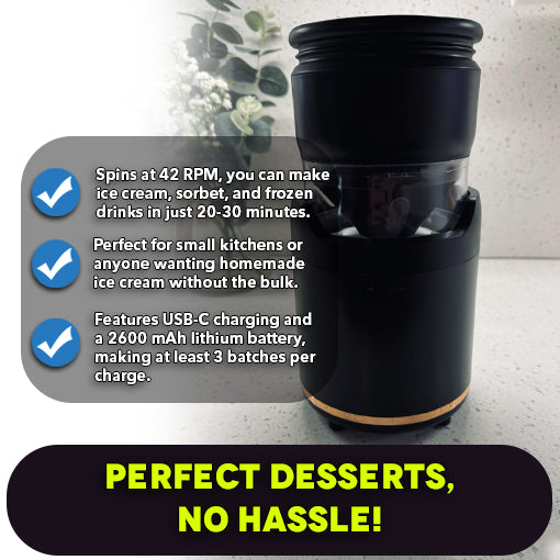 Rechargeable & Compact Electric Ice Cream Machine