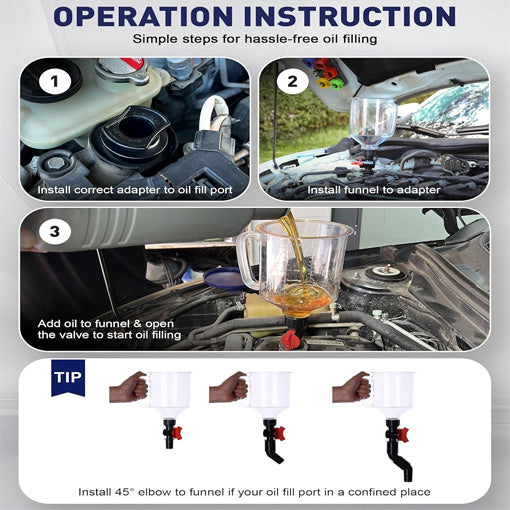 Spill-Proof Engine Oil Funnel Kit