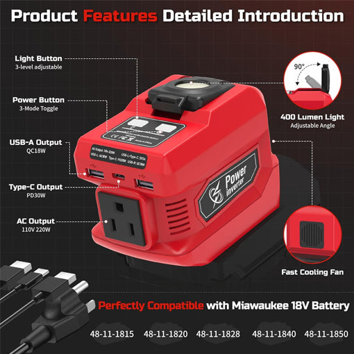 220W Portable Battery Power Inverter Generator