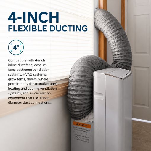 Noise Reducer HVAC 4-Inch Insulated Flexible Duct