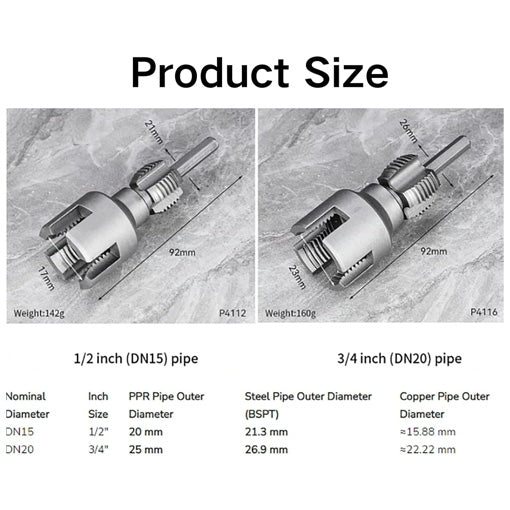 2-in-1 Internal & External Pipe Threading Tool Set