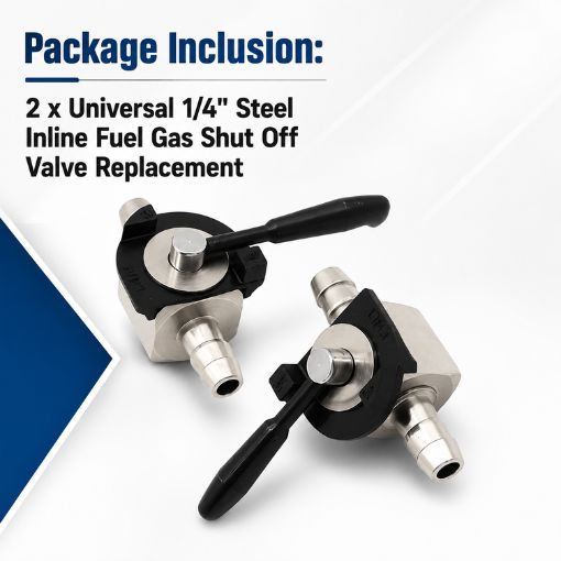 Universal 1/4" Steel Inline Fuel Gas Shut Off Valve Replacement