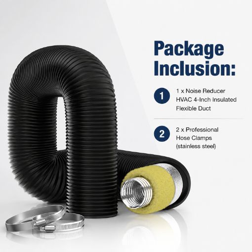 Noise Reducer HVAC 4-Inch Insulated Flexible Duct