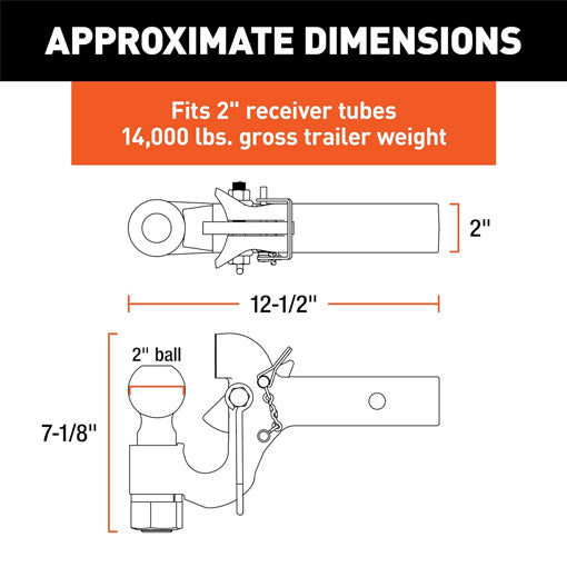 Auto-Locking 2-in Receiver Pintle & Ball Hitch Combo