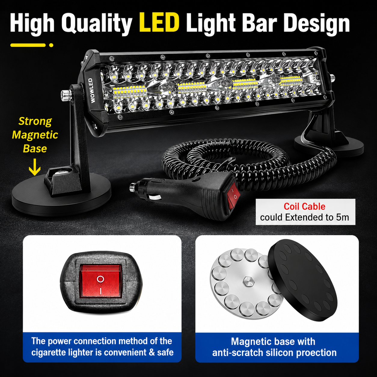 12-inch Tractor Magnetic LED Work Light Bar
