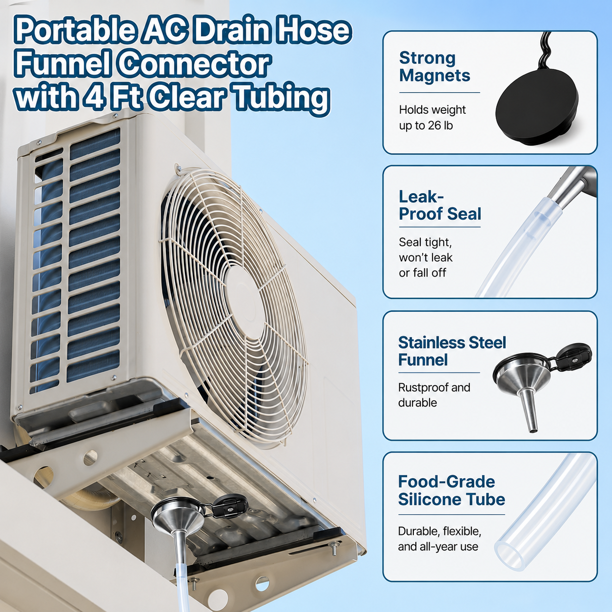 Magnetic Window Air Conditioner Hose Drain Kit