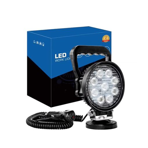 Round 27W Magnetic Base LED Work Light for Tractors & Mowers