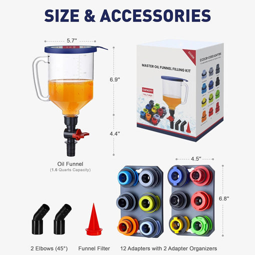 Spill-Proof Engine Oil Funnel Kit