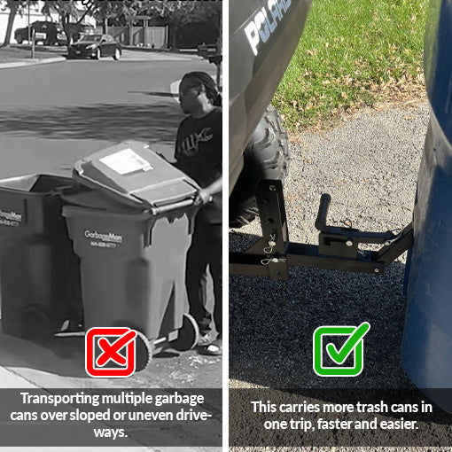 Adjustable Trash Can Transporter Hitch