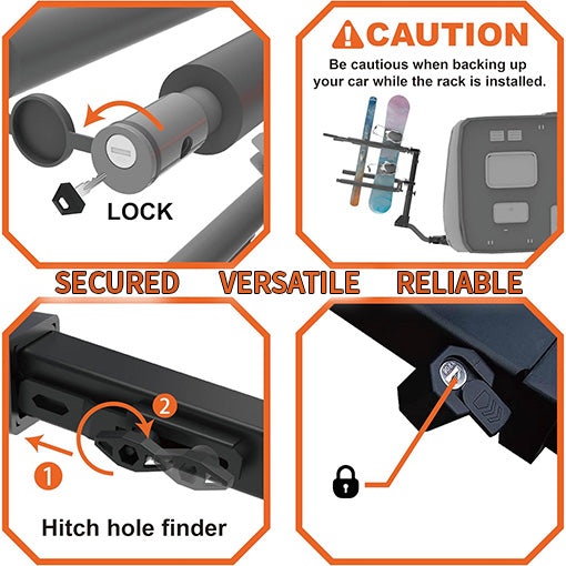 Vertical Hitch-Mounted Ski & Snowboard Rack
