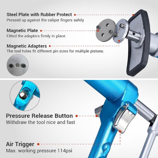 Pneumatic Brake Caliper Compression Tool