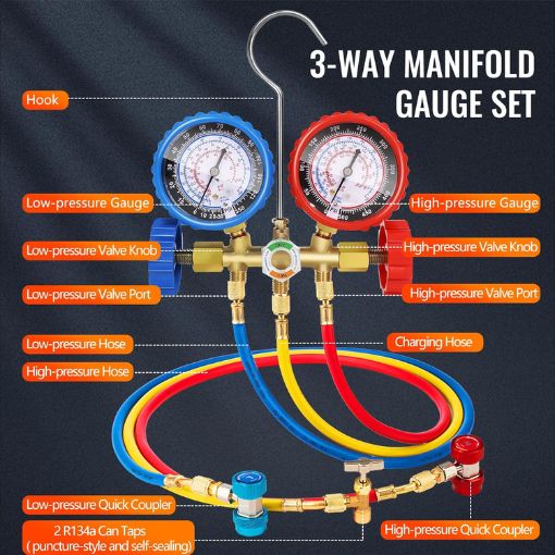 4.5 CFM AC Vacuum Pump and Gauge Set