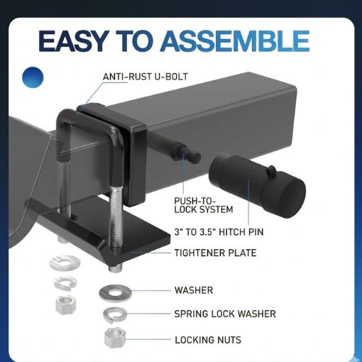 Anti-Rattle Hitch Tightener Clamp and Hitch Pin Lock Set