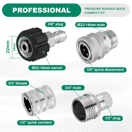 M22-14mm Pressure Washer Quick Connect Kit