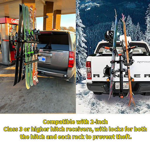 Vertical Hitch-Mounted Ski & Snowboard Rack