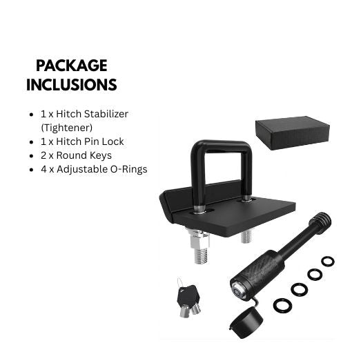 Anti-Rattle Hitch Tightener Clamp and Hitch Pin Lock Set