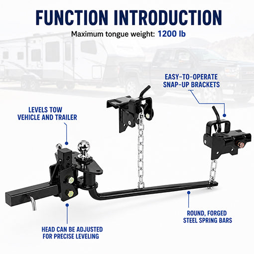 Heavy Duty Anti-Sway Trailer Weight Distribution Hitch