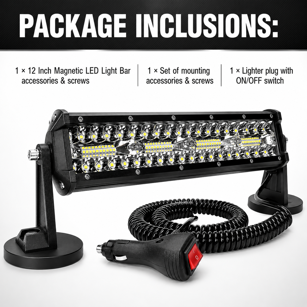 12-inch Tractor Magnetic LED Work Light Bar