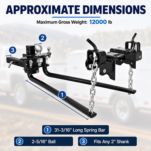 Heavy Duty Anti-Sway Trailer Weight Distribution Hitch